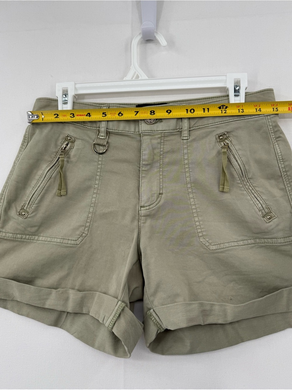 White House Black Market WHBM Olive Green Cargo Shorts Mid Rise Utility 4.5” - Picture 9 of 13
